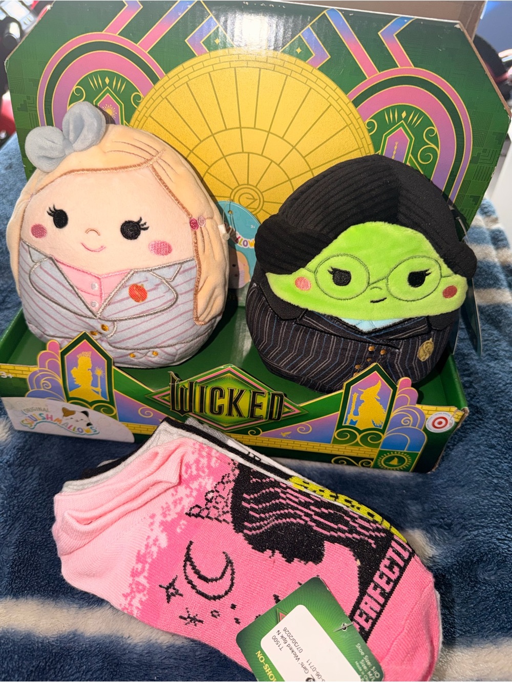Wicked Plush Toy Duo — Green & Pink Collectible Characters With Matching Socks